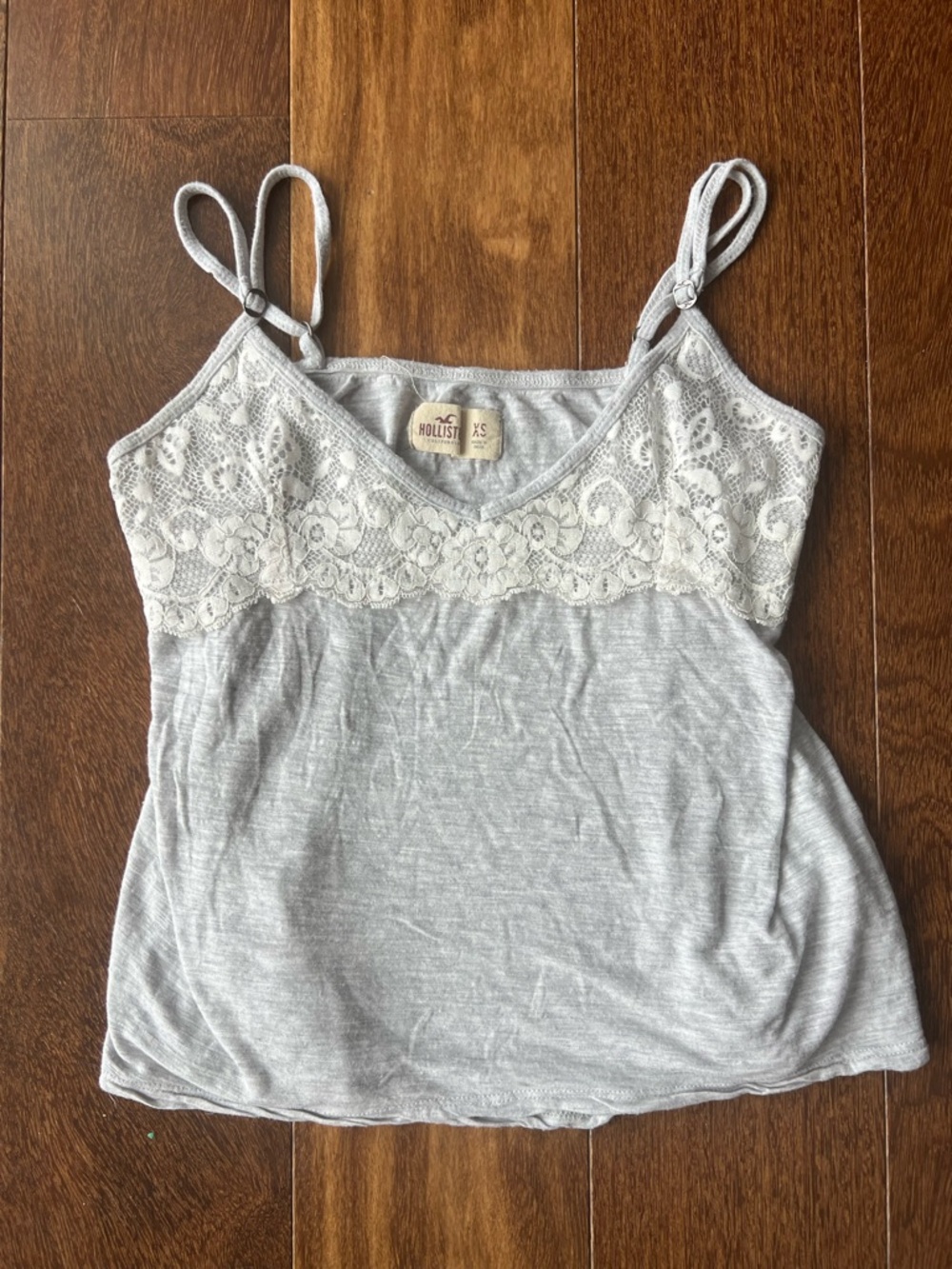 Hollister Light Gray Lace-Trim Cami